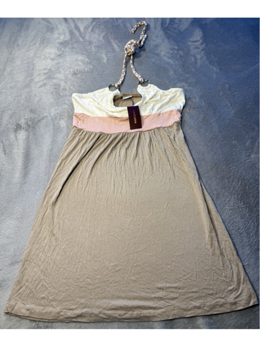 Lascana Womens Y2K Babydoll Halter Dress Size 8 Preppy Colorblock 90S Summer